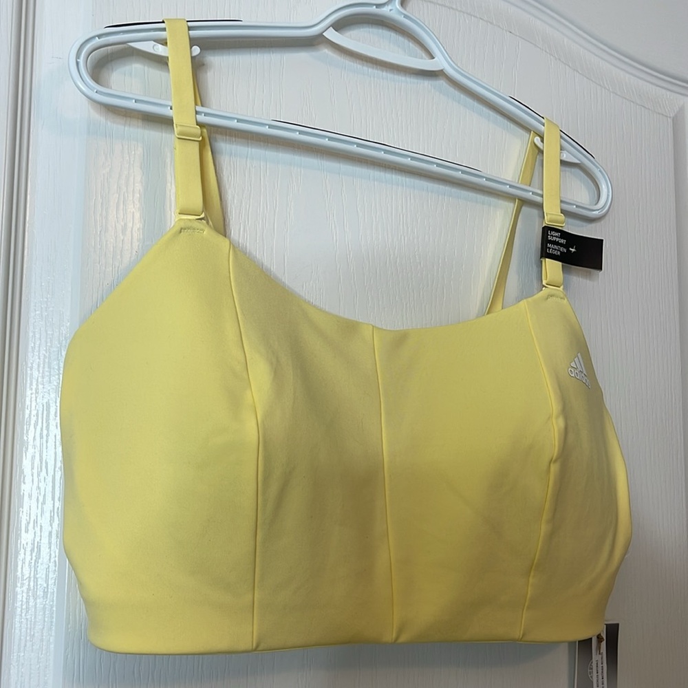 Adidas Yoga Studio Light Support Training Sports Bra Yellow Size 2X - Picture 5 of 16